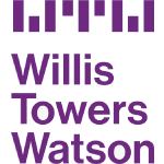 Logo of Willis Towers Watson, featuring purple geometric shapes above the company''s name in purple text.